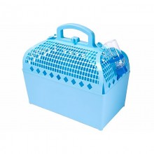 Flexible PVC Pet Cage with Water Bottle Cute Portable Pet Basket Carrier (Blue)