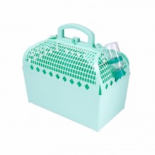 Flexible PVC Pet Cage with Water Bottle Cute Portable Pet Basket Carrier (Green)