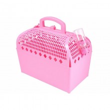 Flexible PVC Pet Cage with Water Bottle Cute Portable Pet Basket Carrier (Pink)