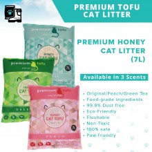 Premium Tofu Honey Cat Litter - Honey Cat Tofu - 7L | Pasir Kucing Tofu, Flushable, Eco-Friendly and Odor-Control