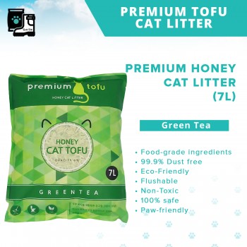 Premium Tofu Honey Cat Litter - Green Tea Honey Cat Tofu - 7L | Pasir Kucing Tofu, Flushable, Eco-Friendly and Odor-Control