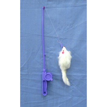 Kitti Cat Play Rod With Feather / Mouse 41cm Long