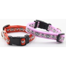 "Skull" Printed Ribbon Adj. Collar - 15mm x 10"-14"