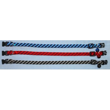 Striped Polyester Adj. Collar 10mm x 8"-12"