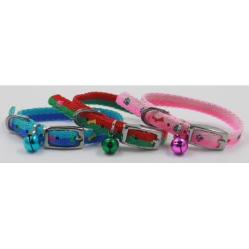 Nylon Collar W/Colorful Paw & Bone Print 8mm x 8"