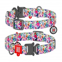 WAU Adjustable Pattern Nylon Collar with Metal Buckle (25mm x 14"-23") - MAGIC FLOWER - Collar From Ukraine