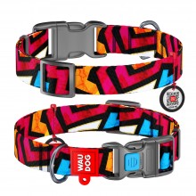 WAU Adjustable Pattern Nylon Collar with Plastic Buckle (25mm x 14"-23") - GRAFFITI - Collar From Ukraine