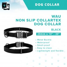 WAU DOG Adjustable Waterproof Non Slip Collartex Collar with Metal Buckle (20mm x 10"-20") - Black - Collar From Ukraine