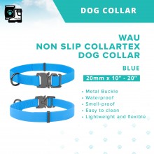 WAU DOG Adjustable Waterproof Non Slip Collartex Collar with Metal Buckle (20mm x 10"-20") - Blue - Collar From Ukraine