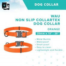 WAU DOG Adjustable Waterproof Non Slip Collartex Collar with Metal Buckle (20mm x 10"-20") - Orange - Collar From Ukraine