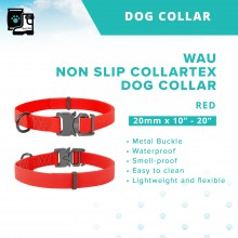 WAU DOG Adjustable Waterproof Non Slip Collartex Collar with Metal Buckle (20mm x 10"-20") - Red - Collar From Ukraine