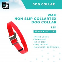 WAU DOG Adjustable Waterproof Non Slip Collartex Collar with Plastic Buckle (25mm x 14"-28") - Red - Collar From Ukraine